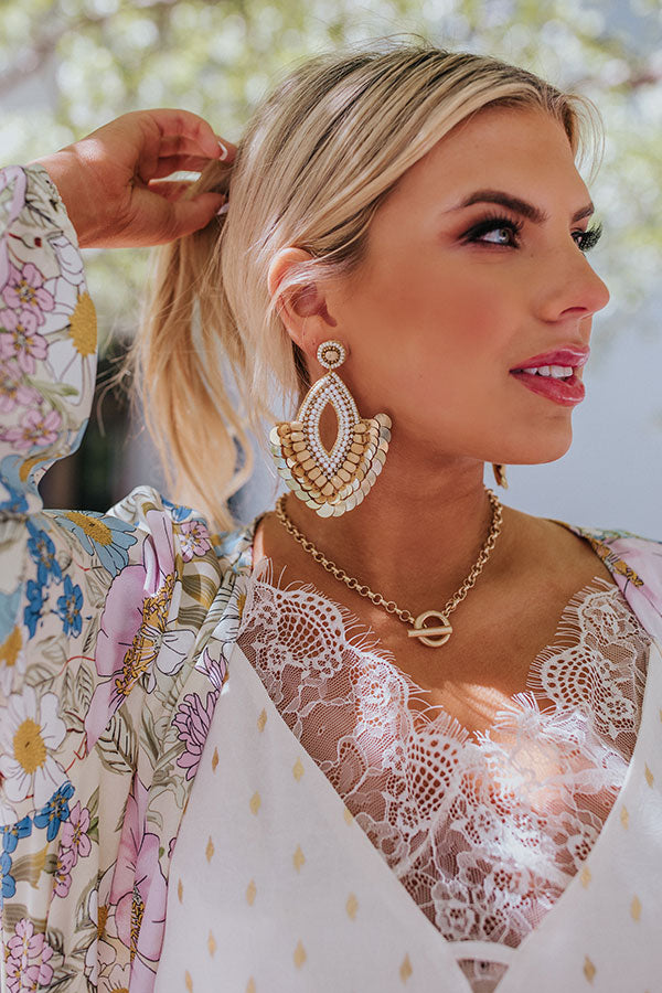Seaside Sunsets Beaded Earrings In Ivory