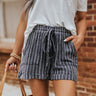 The Felton Stripe Shorts In Charcoal Image - 1