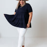 American Dream Babydoll Top In Navy Curves Image - 1
