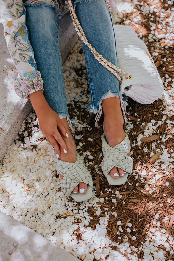 The Trudie Braided Sandal In Light Sage