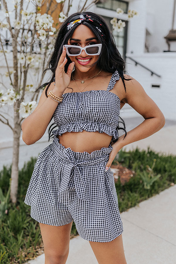 Ruffled Up Gingham Shorts In Black Image - 2