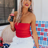 Lake Days Smocked Tube Top In Red Image - 1