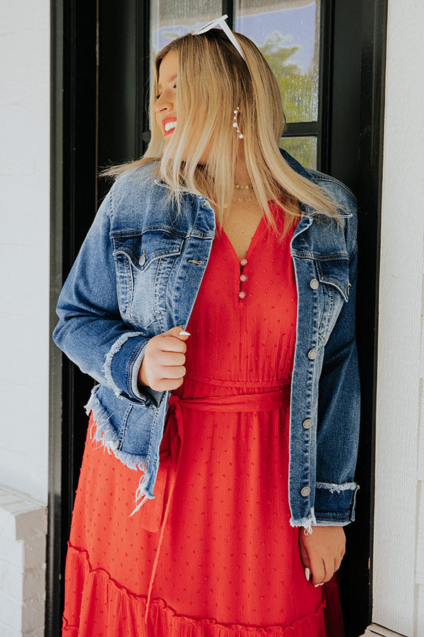 The Cambria Frayed Denim Jacket   Curves