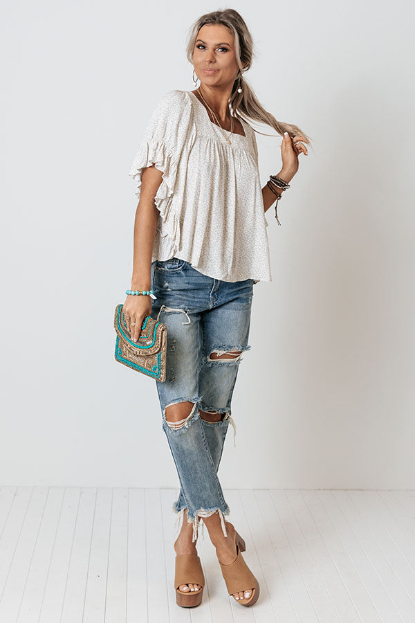Proud Of You Floral Shift Top In Stone