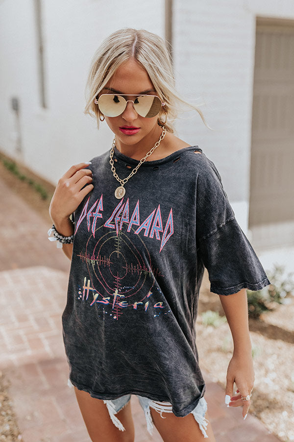 Def Leppard Hysteria Distressed Graphic Tee Image - 2