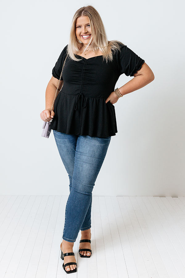 Heavenly Flow Ruched Top In Black Curves Image - 2