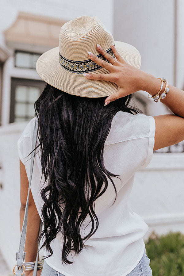 Bubbly On The Boat Raffia Hat In Ivory Image - 4