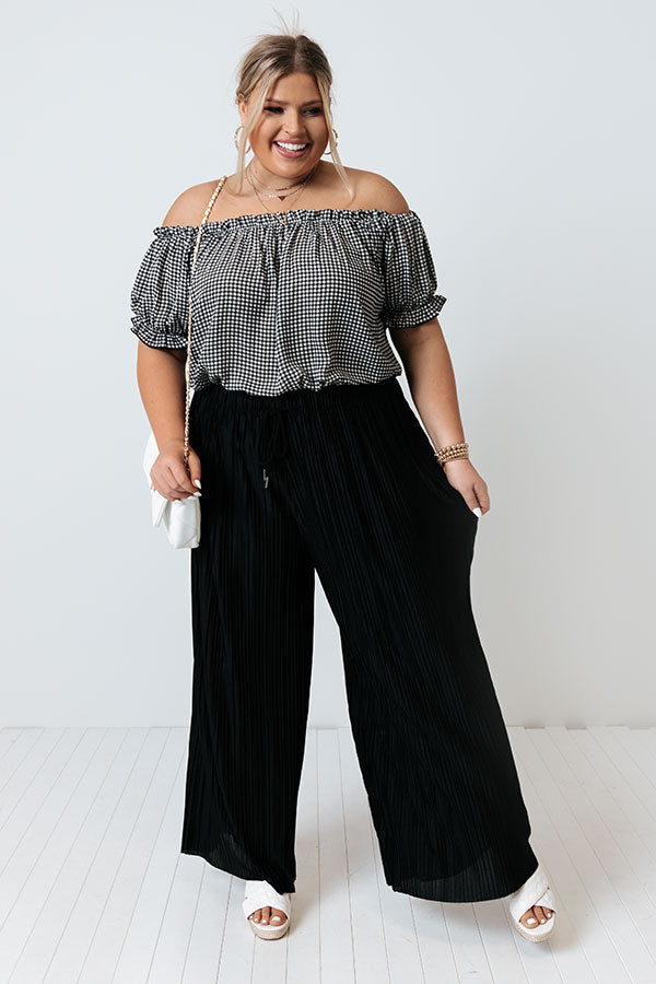 Summer In Malibu Pleated Pants In Black Curves