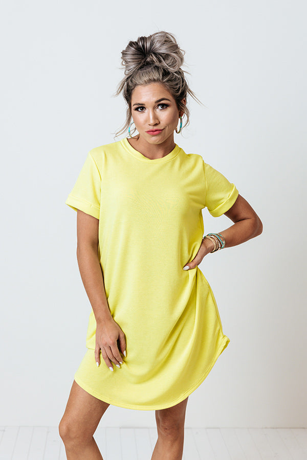 New Adventure T-Shirt Dress In Neon Yellow Image - 3