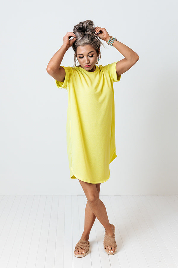 New Adventure T-Shirt Dress In Neon Yellow Image - 2
