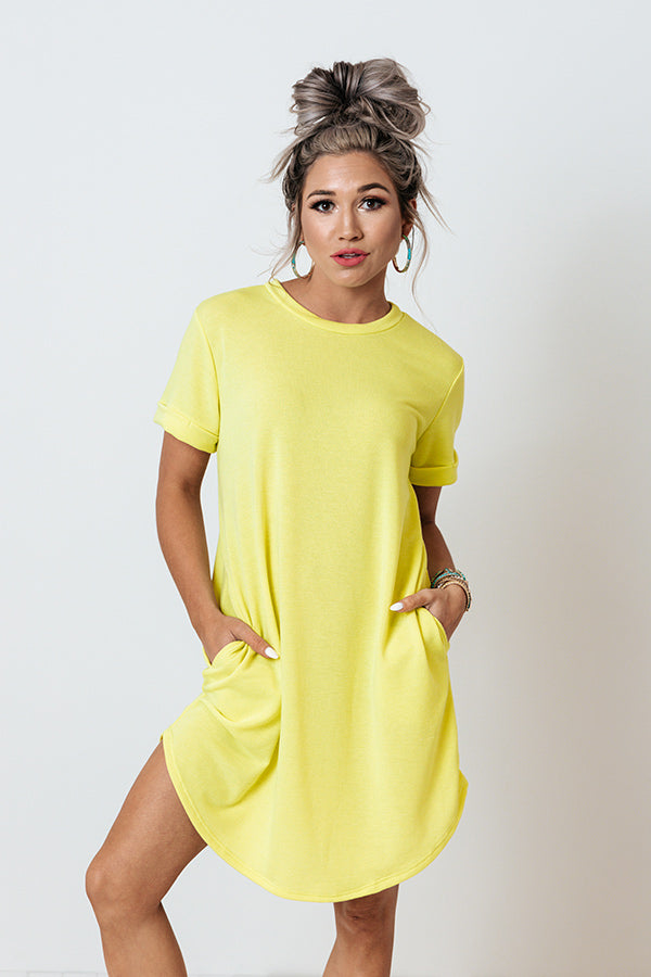 New Adventure T-Shirt Dress In Neon Yellow Image - 1