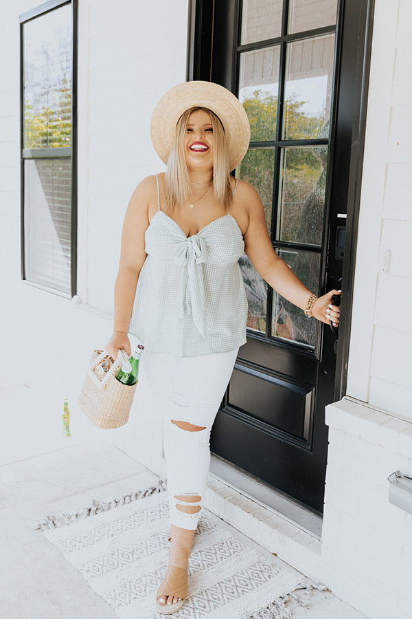 Summer Escape Gingham Tank In Pear Curves Image - 2