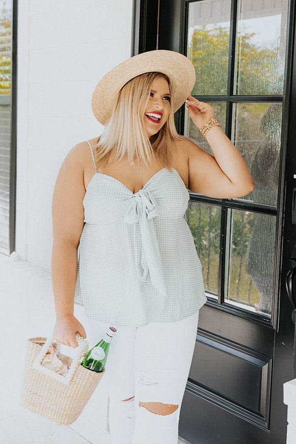 Summer Escape Gingham Tank In Pear Curves Image - 1
