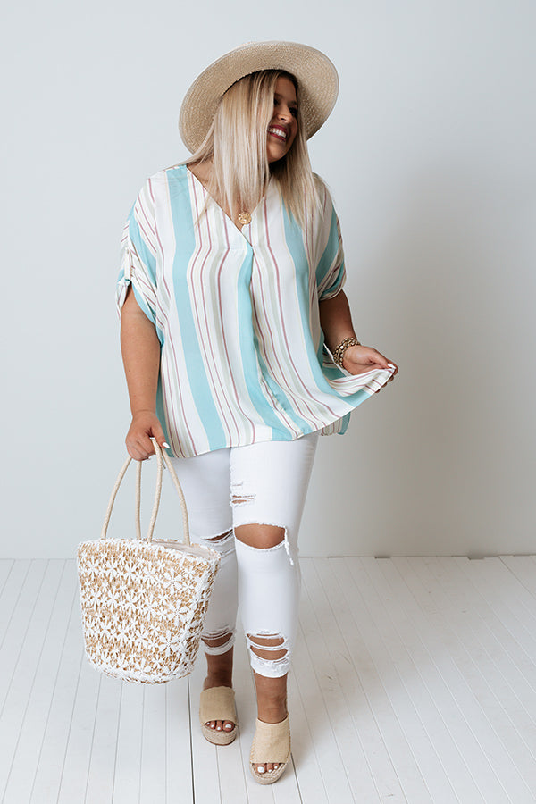 Uptown Babe Stripe Shift Top In Ocean Wave Curves Image - 1