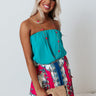 Friday Night Feels Shift Top In Turquoise Image - 1