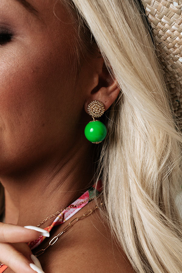 Seed Bead Candy Drop Earrings in Kelly Green Image - 2