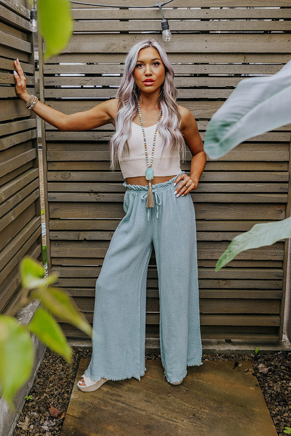 The Banks High Waist Linen-Blend Pants In Ocean Wave Image - 2