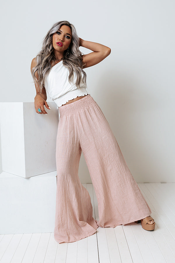 The Nirvana High Waist Linen Pants In Pink