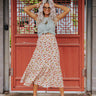 Poised In Paris Floral Skirt In Iced Latte Image - 1