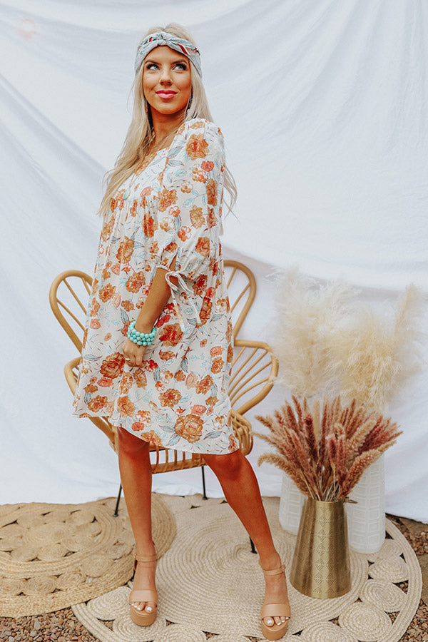 Floral Market Shift Dress in Stone Image - 1