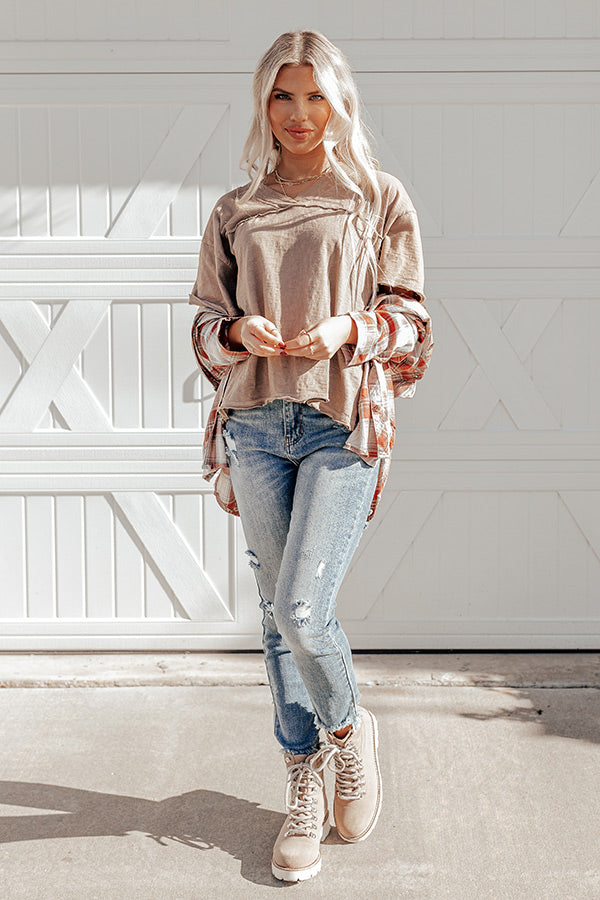 Down To The Wire Shift Top In Mocha Image - 2