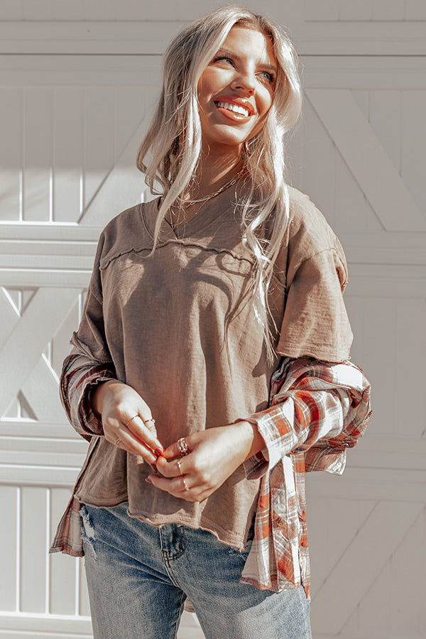 Down To The Wire Shift Top In Mocha Image - 1
