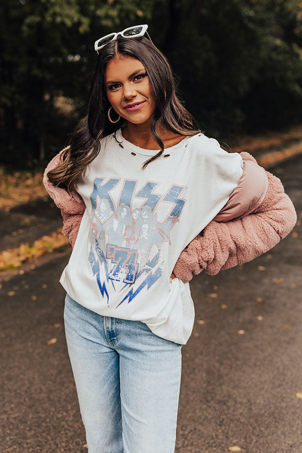 Kiss 74 Oversized Distressed Graphic Tee