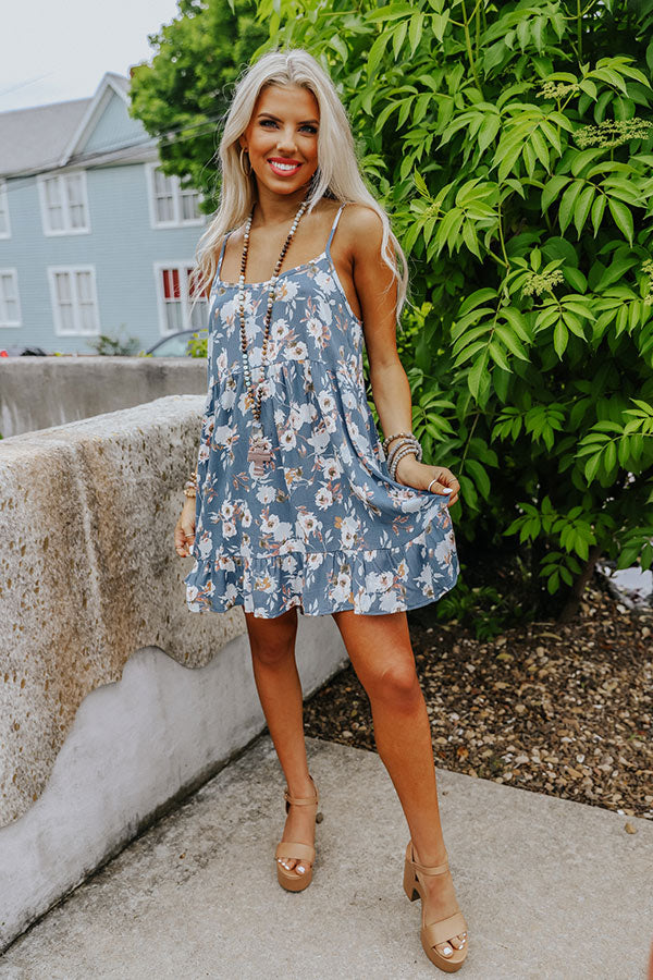 Summer Girls Floral Dress In Slate