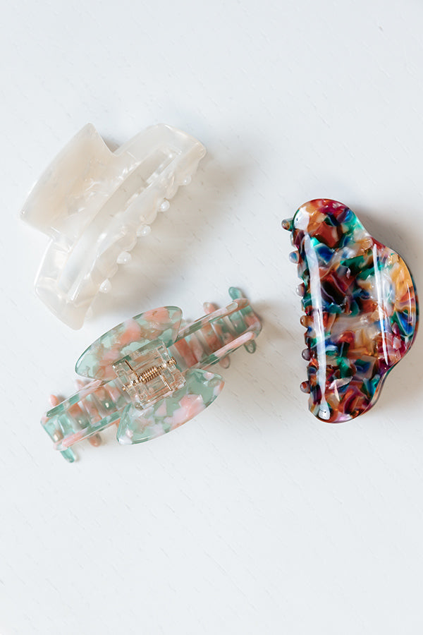 Bring On The Fun Hair Claw Clip Set In Green