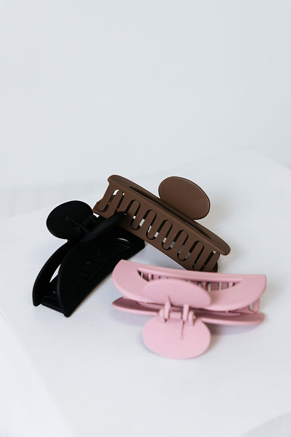 Serving Up Sangria Hair Claw Clip Set In Brown