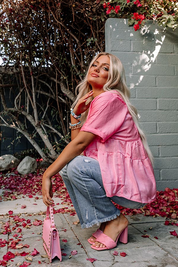 Simply Gorgeous Satin Babydoll Top In Pink Image - 2