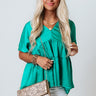 Simply Gorgeous Satin Babydoll Top In Jade Image - 1