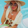 Low Profile Sunnies In Gold With Pink Lens Image - 1