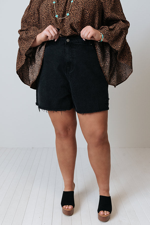 The Quincy High Waist Shorts In Black   Curves