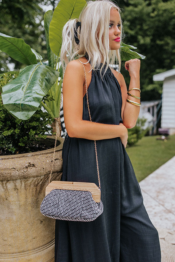 Collecting Stories Woven Clutch In Black