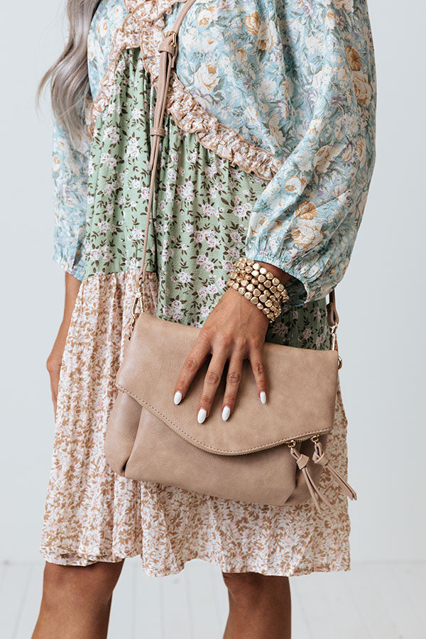 Day Tripper Faux Leather Crossbody In Iced Latte