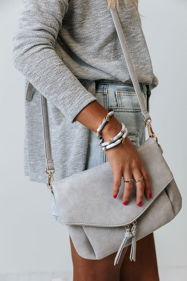 Day Tripper Faux Leather Crossbody In Grey