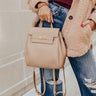 Travel Together Faux Leather Backpack In Iced Latte Image - 1