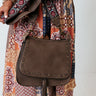 Low Profile Faux Leather Crossbody In Dark Taupe Image - 1