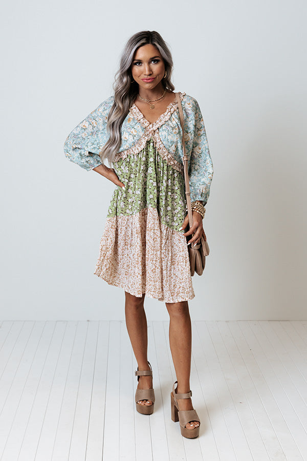Daily Dreamer Floral Shift Dress In Sky Blue