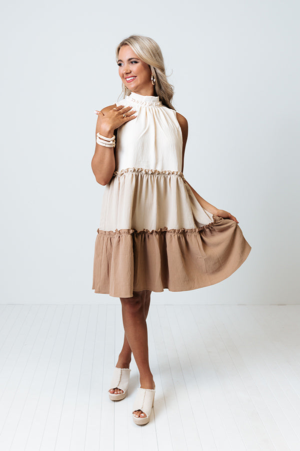 Mystical Charm Shift Dress In Warm Taupe Image - 4