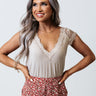 Cayman Crushing Shift Top In Warm Taupe Image - 1