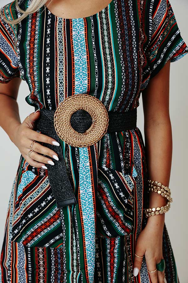 Casa On The Coast Woven Belt In Black