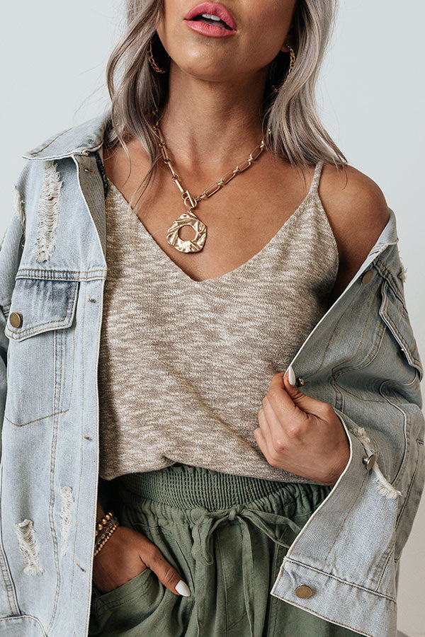 Something Extra Knit Tank In Warm Taupe Image - 5