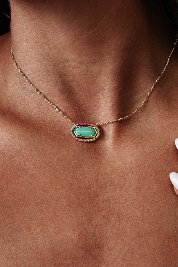 Kendra Scott Threaded Elisa Gold Pendant Necklace in Mint Magnesite Image - 2