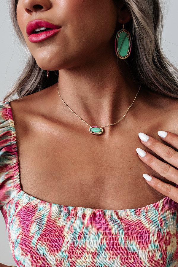 Kendra Scott Threaded Elisa Gold Pendant Necklace in Mint Magnesite Image - 1