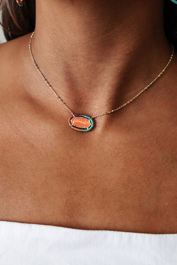 Kendra Scott Threaded Elisa Gold Pendant Necklace in Coral Illusion Image - 3