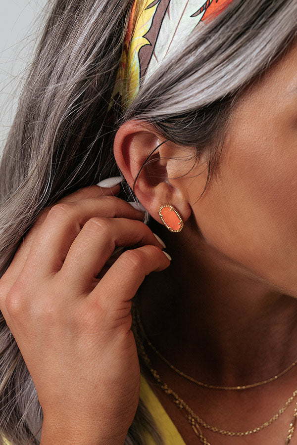 Kendra Scott Ellie Gold Stud Earrings In Coral Illusion Image - 1