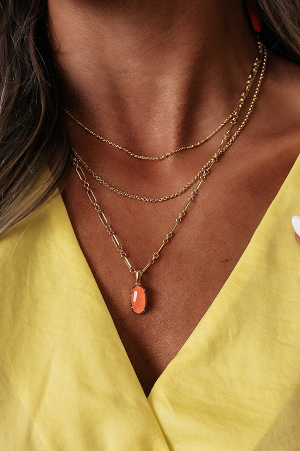 Kendra Scott Elisa Gold Triple Strand Necklace In Coral Illusion Image - 2