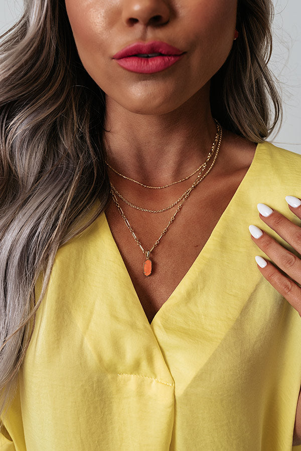 Kendra Scott Elisa Gold Triple Strand Necklace In Coral Illusion Image - 1
